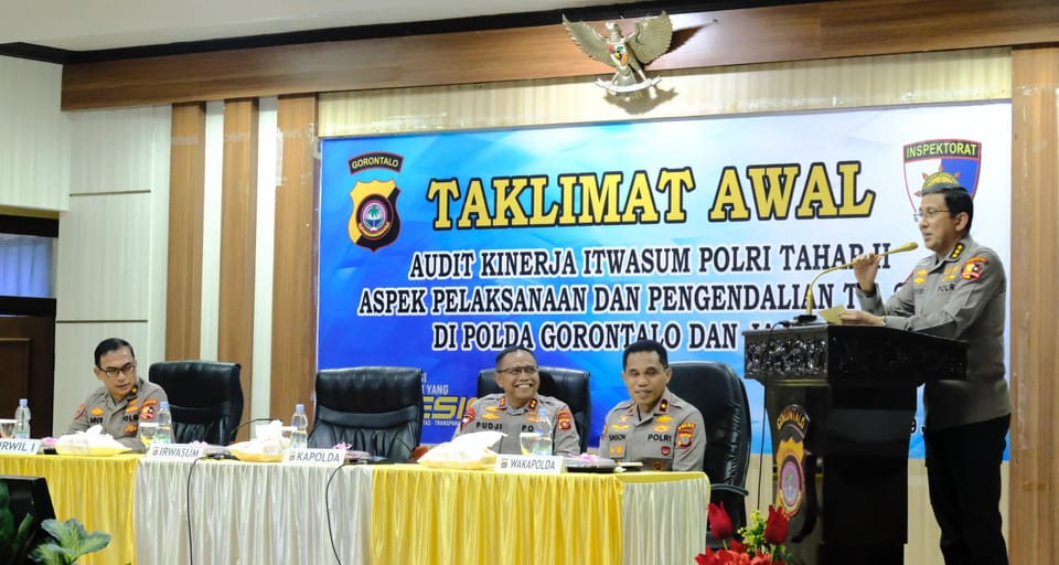 Kapolda Gorontalo Hadiri Pembukaan Taklimat Awal Audit Kinerja yang Dipimpin Irwasum Polri